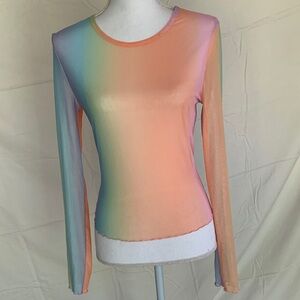 love, Fire Rainbow Sheer Long Sleeve top